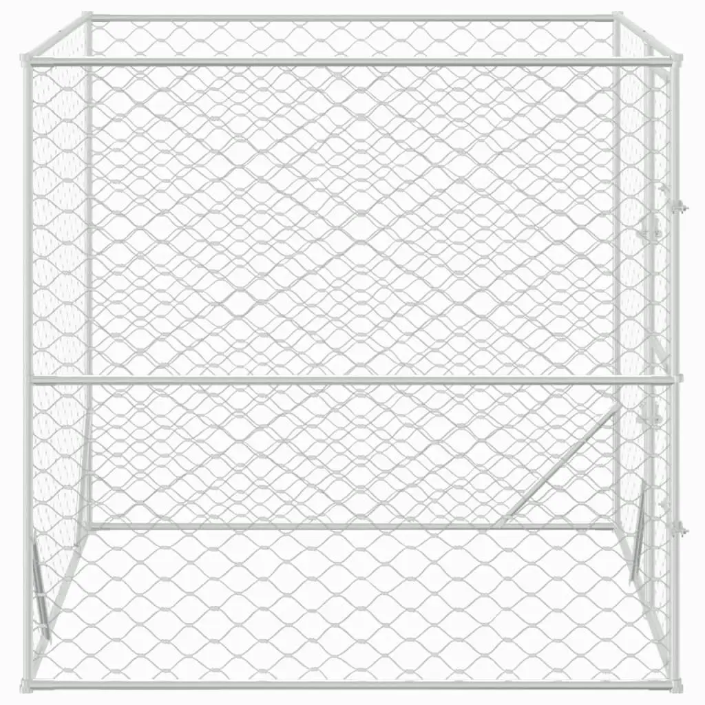 Outdoor Dog Kennel Silver 2x2x2 m Galvanised Steel 153674