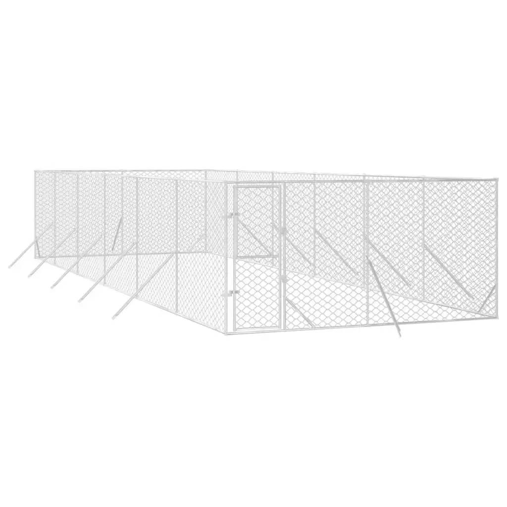 Outdoor Dog Kennel Silver 4x12x2 m Galvanised Steel 3190457