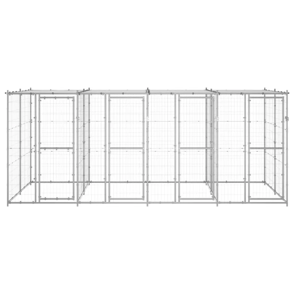 Outdoor Dog Kennel Galvanised Steel with Roof 9.68 mÂ² 3082273