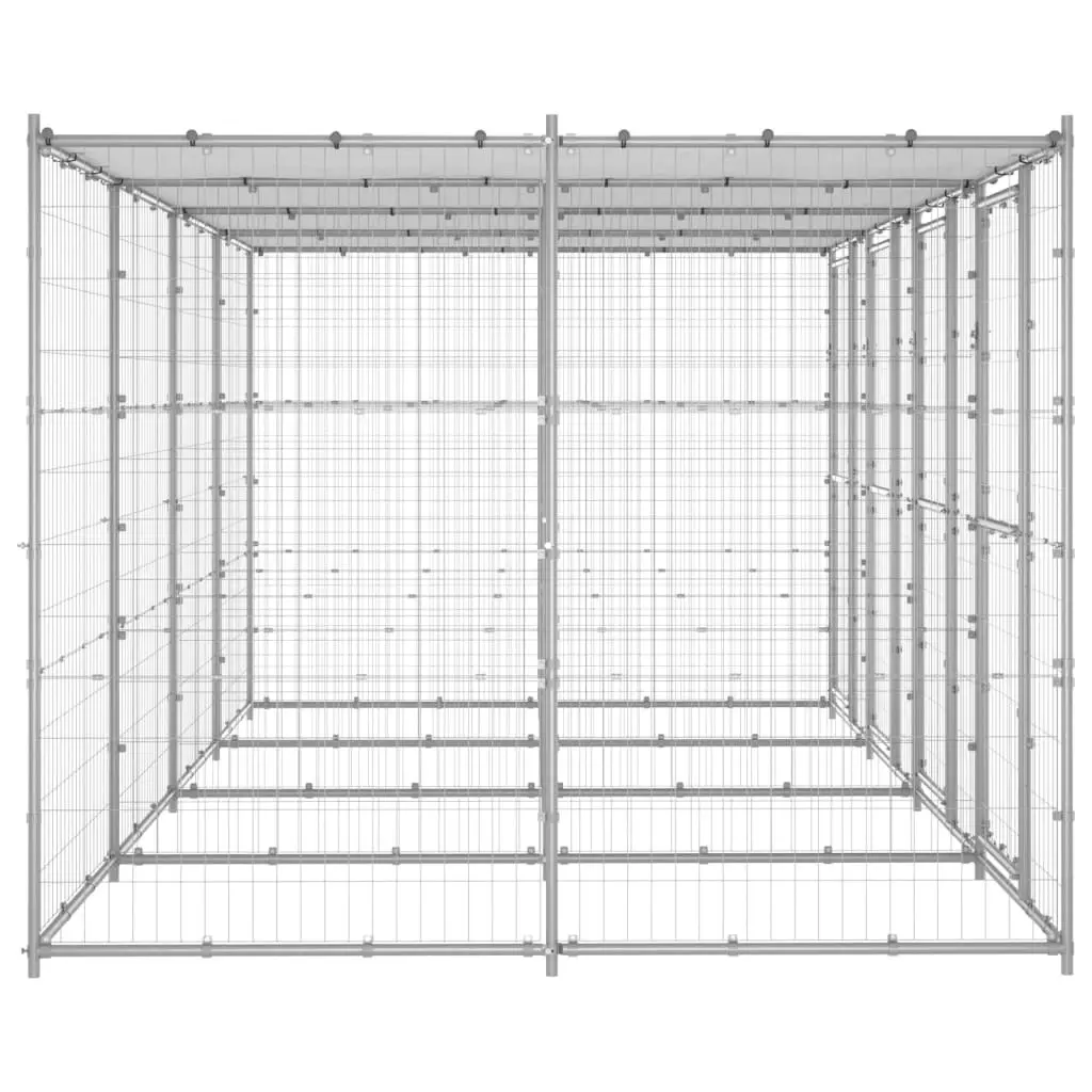 Outdoor Dog Kennel Galvanised Steel with Roof 9.68 mÂ² 3082273