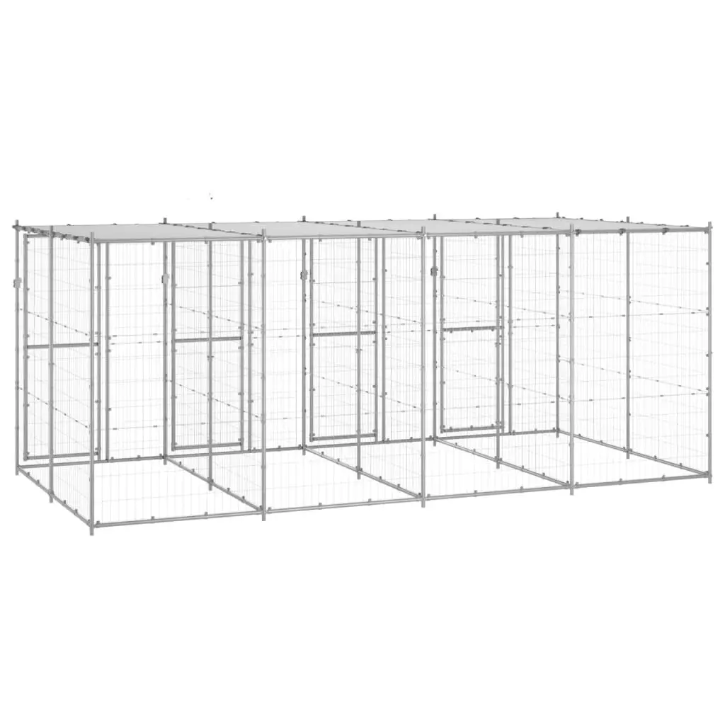 Outdoor Dog Kennel Galvanised Steel with Roof 9.68 mÂ² 3082273