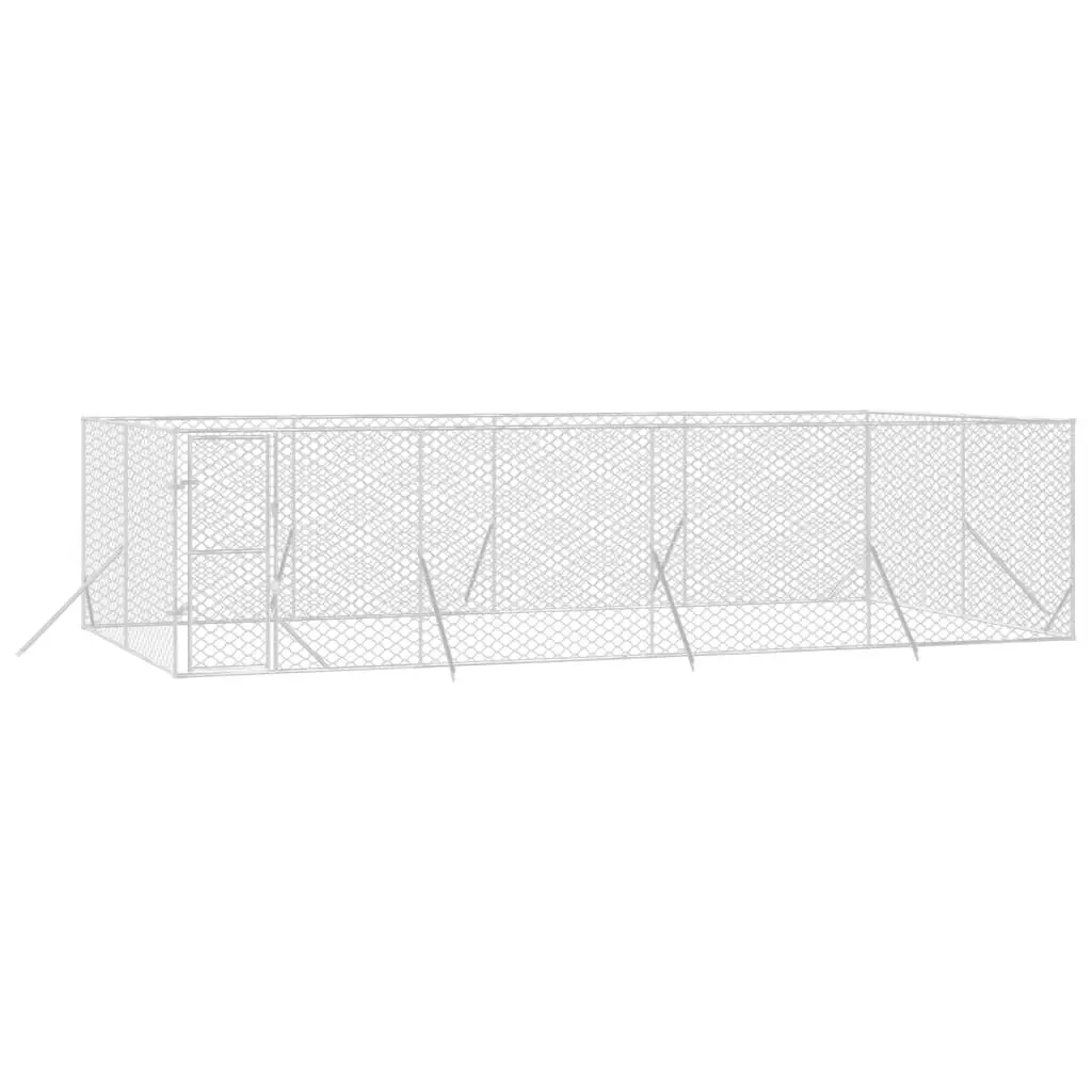 Outdoor Dog Kennel Silver 8x4x2 m Galvanised Steel 3190463