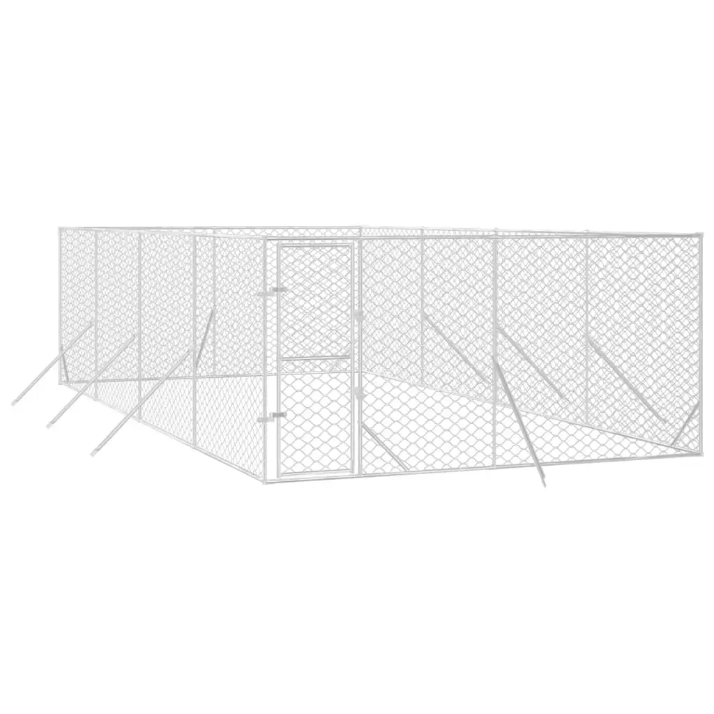 Outdoor Dog Kennel Silver 4x8x2 m Galvanised Steel 3190456