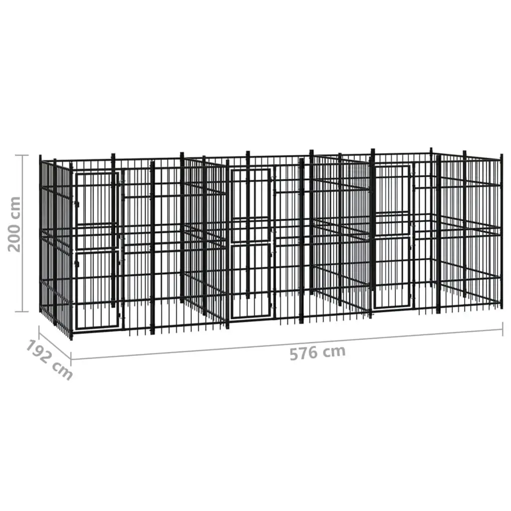 Outdoor Dog Kennel Steel 11.06 mÂ² 3098011