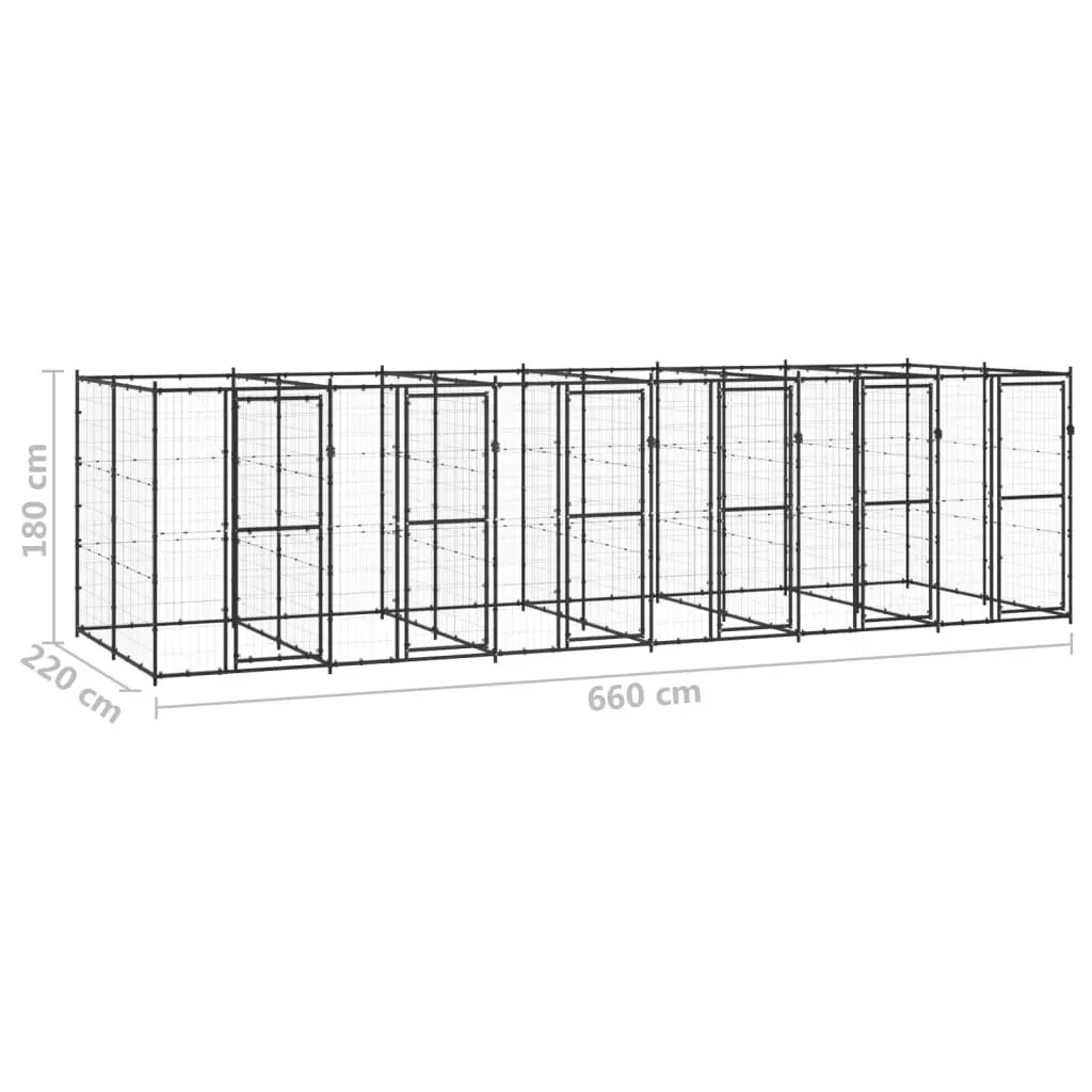 Outdoor Dog Kennel Steel 14.52 mÂ² 3082264