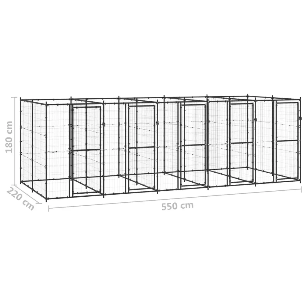 Outdoor Dog Kennel Steel 12.1 mÂ² 3082263