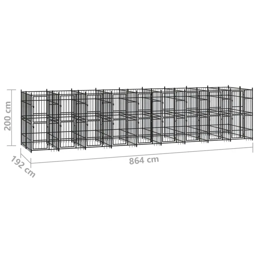 Outdoor Dog Kennel Steel 16.59 mÂ² 3097944