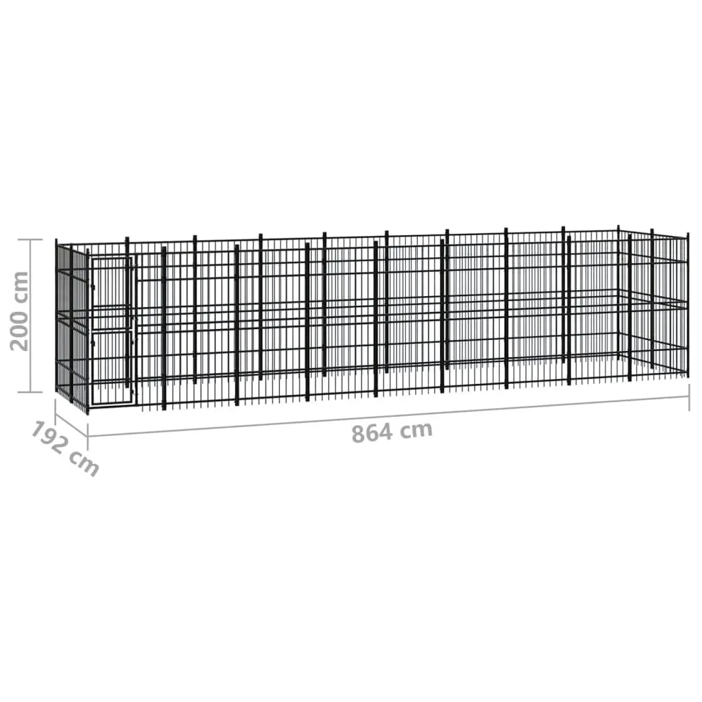 Outdoor Dog Kennel Steel 16.59 mÂ² 3097963