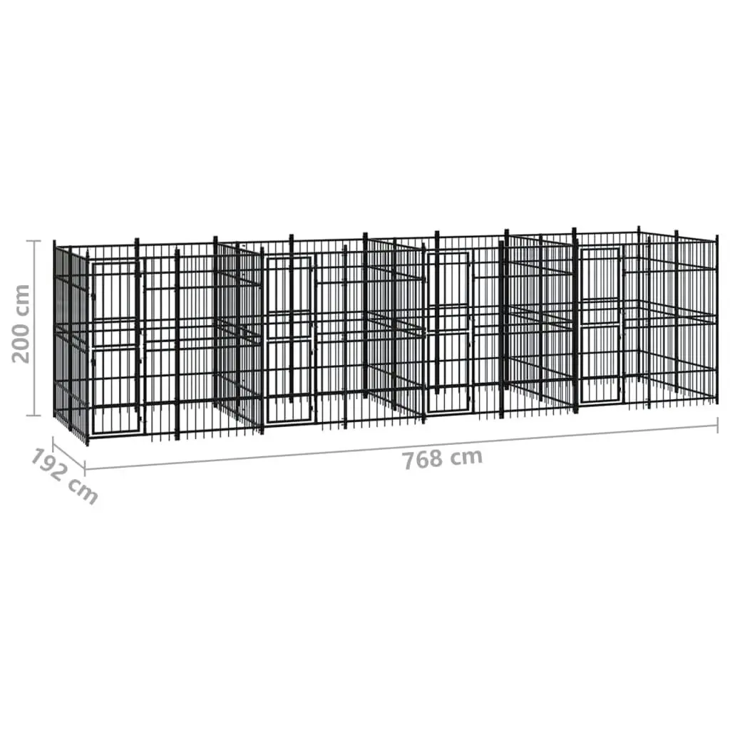 Outdoor Dog Kennel Steel 14.75 mÂ² 3098012