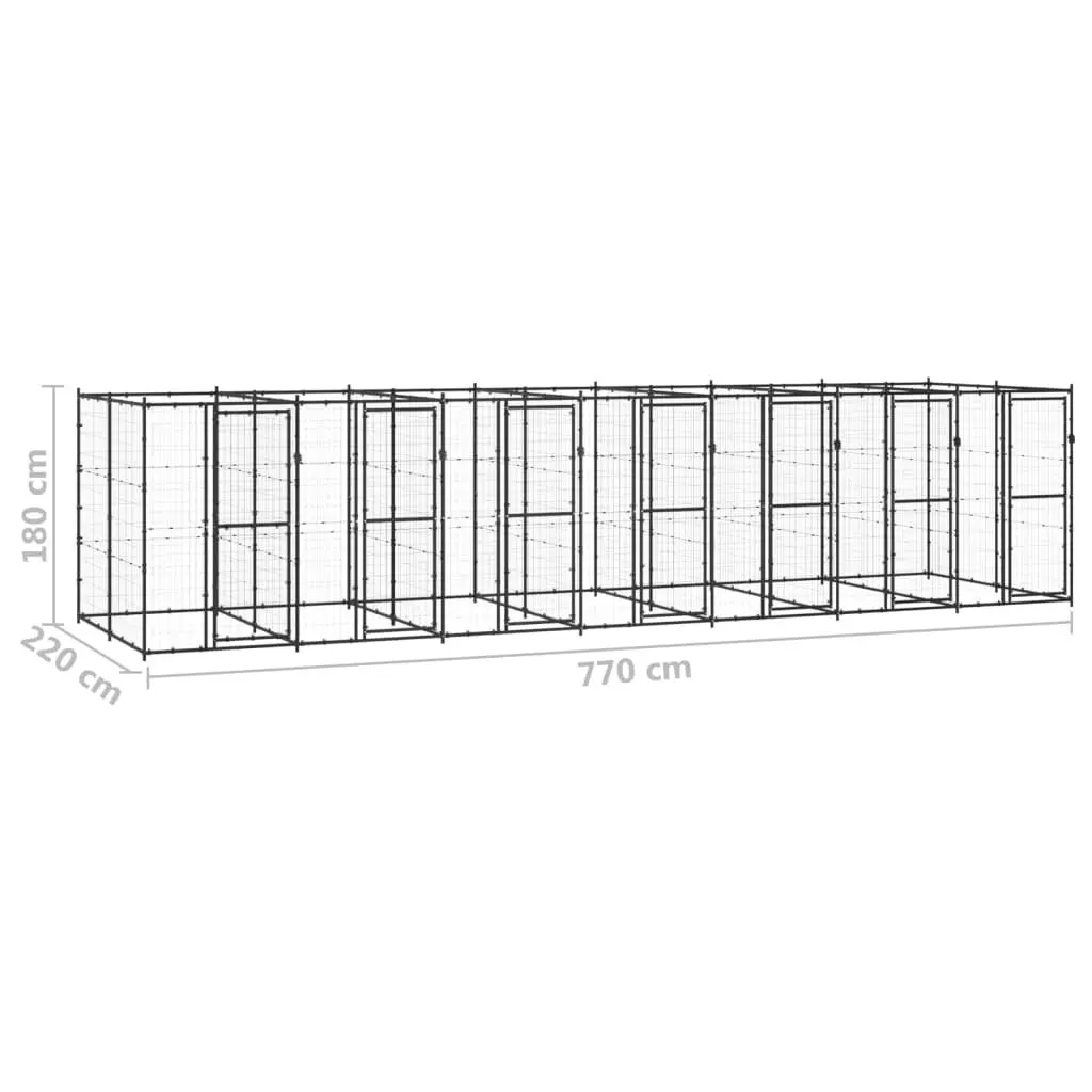 Outdoor Dog Kennel Steel 16.94 mÂ² 3082265