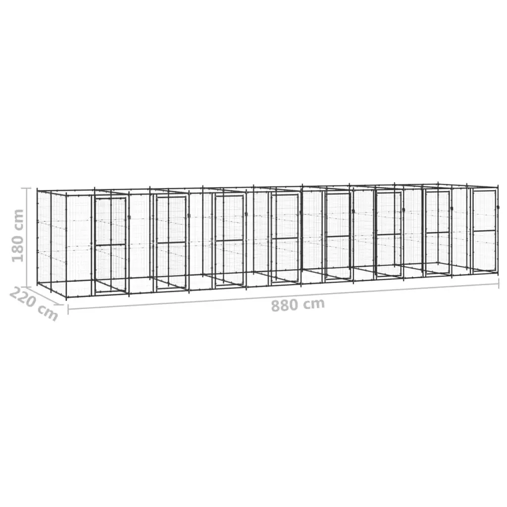 Outdoor Dog Kennel Steel 19.36 mÂ² 3082266