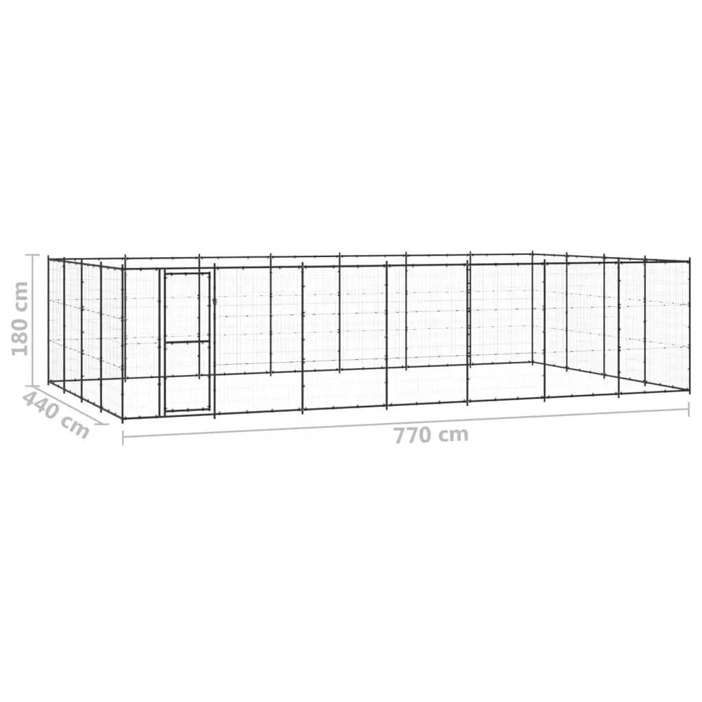 Outdoor Dog Kennel Steel 33.88 mÂ² 3082315