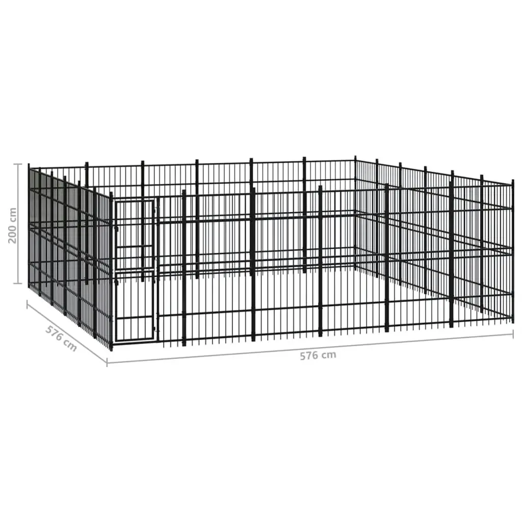 Outdoor Dog Kennel Steel 33.18 mÂ² 3097995