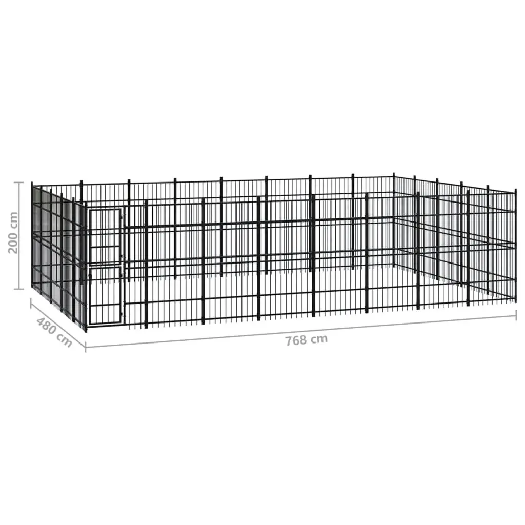 Outdoor Dog Kennel Steel 36.86 mÂ² 3097992