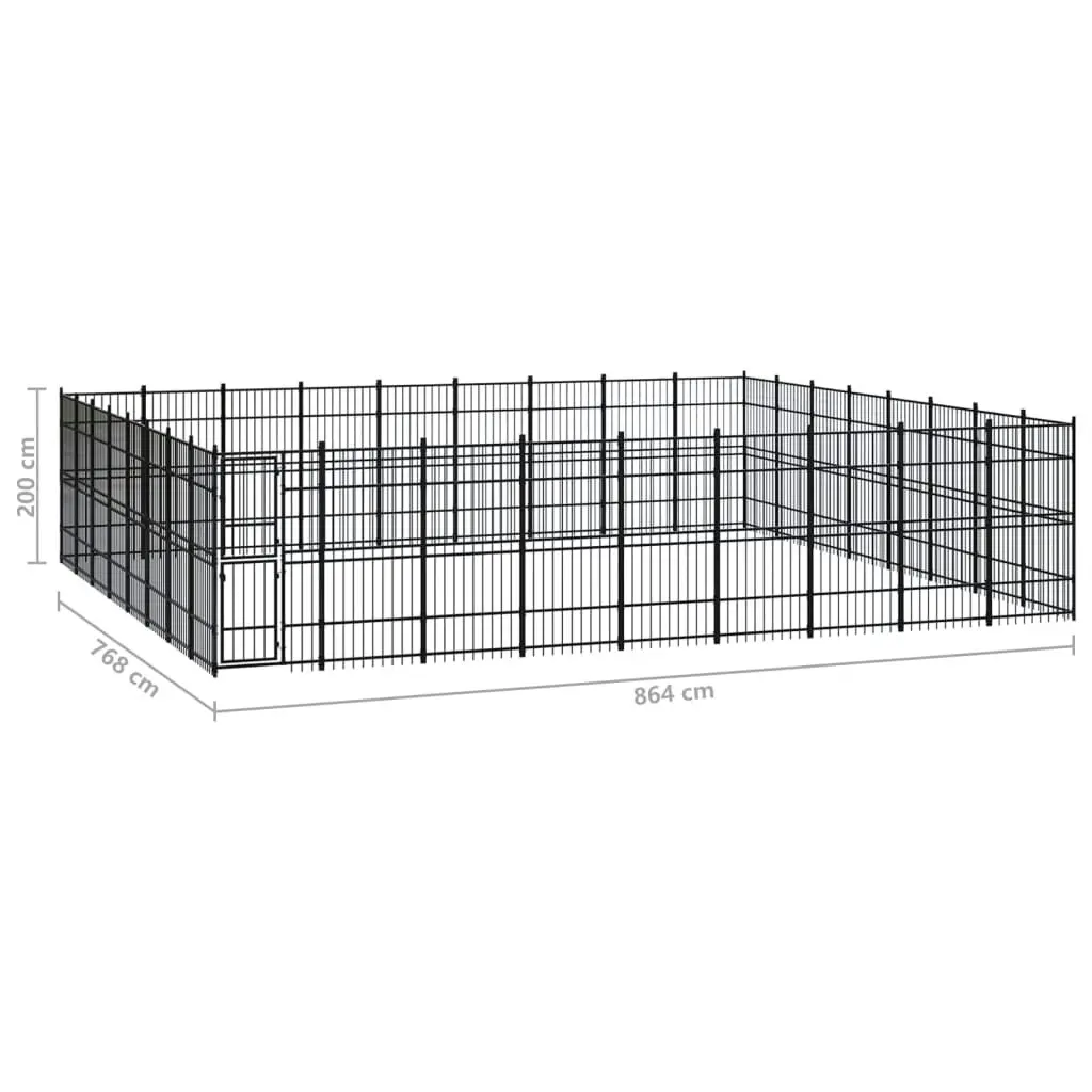 Outdoor Dog Kennel Steel 66.36 mÂ² 3098005