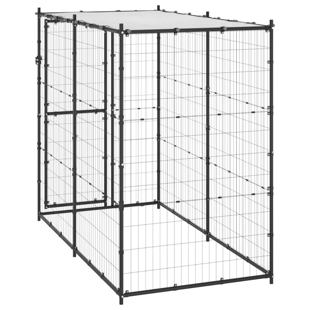 Outdoor Dog Kennel Steel with Roof 110x220x180 cm 150795