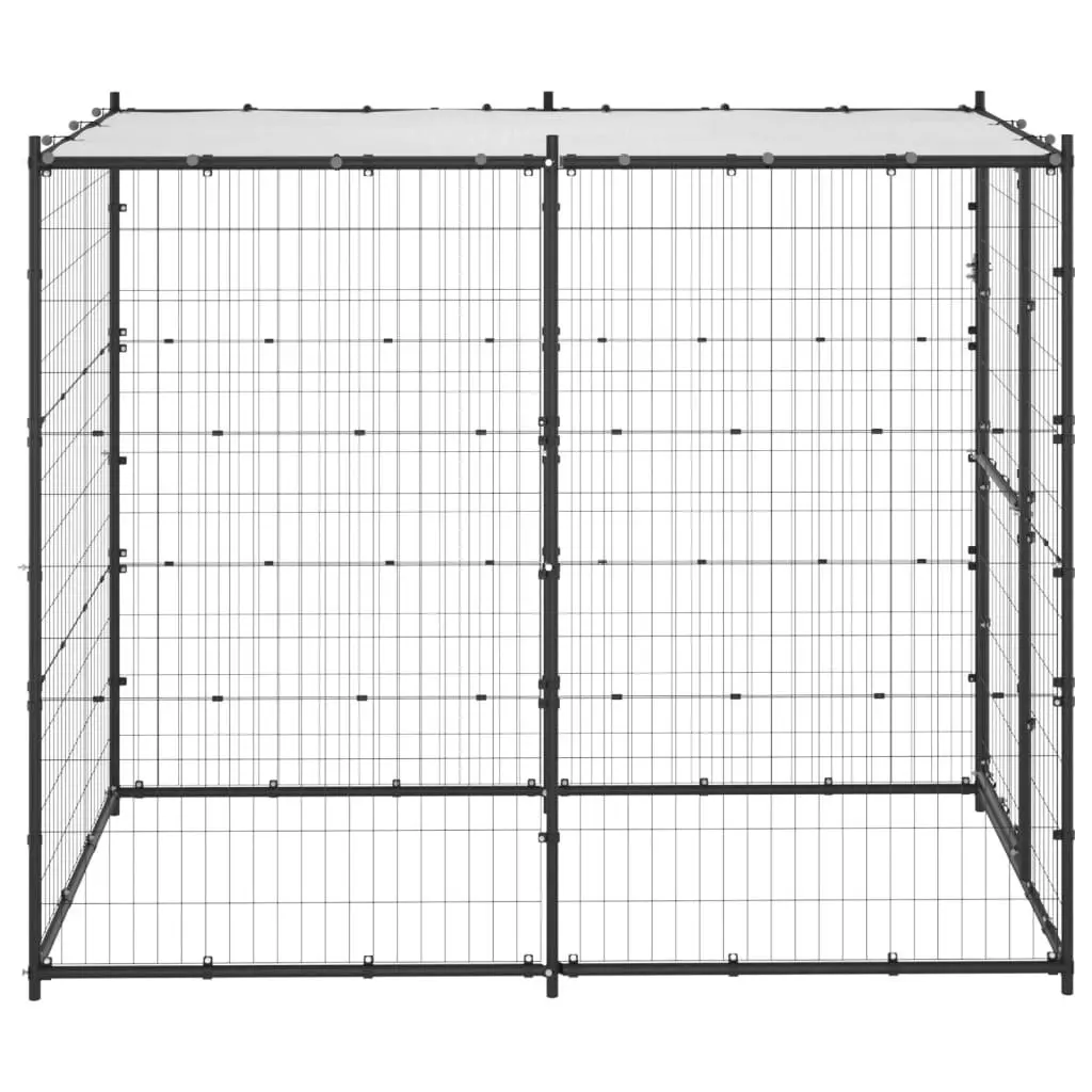 Outdoor Dog Kennel Steel with Roof 110x220x180 cm 150795