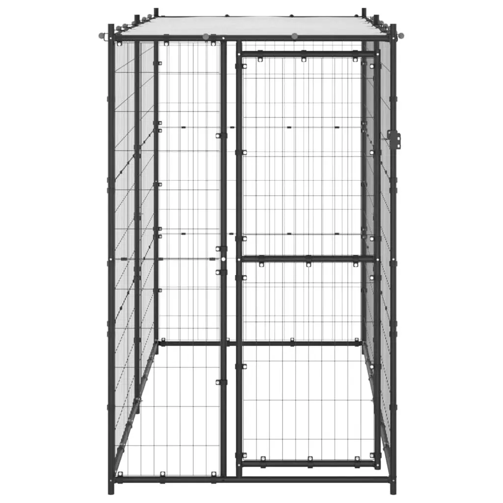 Outdoor Dog Kennel Steel with Roof 110x220x180 cm 150795