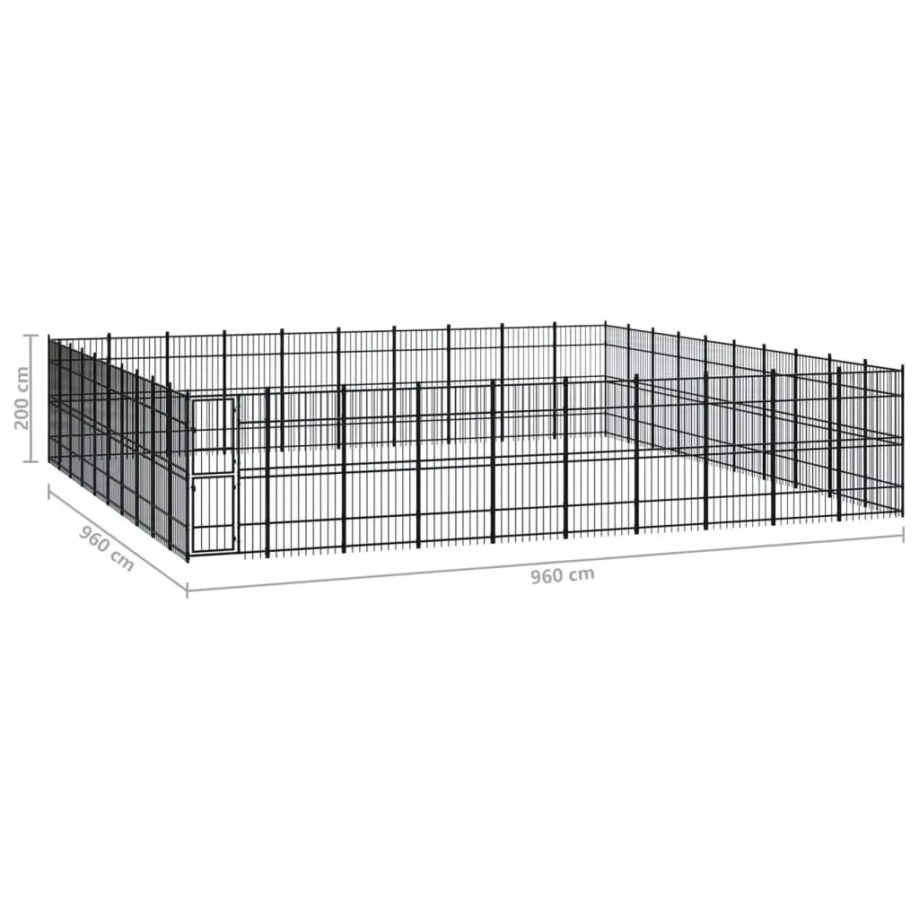 Outdoor Dog Kennel Steel 92.16 mÂ² 3098009