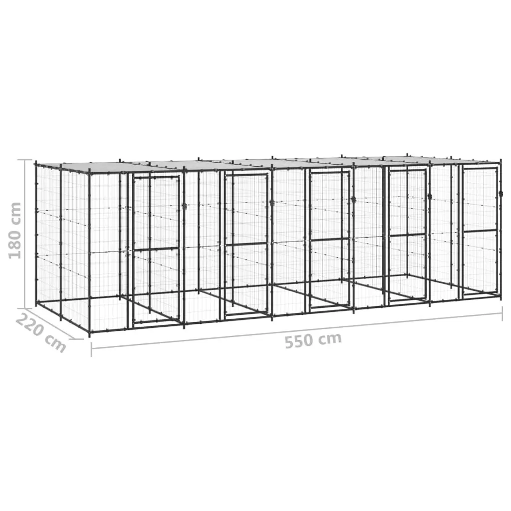 Outdoor Dog Kennel Steel with Roof 12.1 mÂ² 3082252