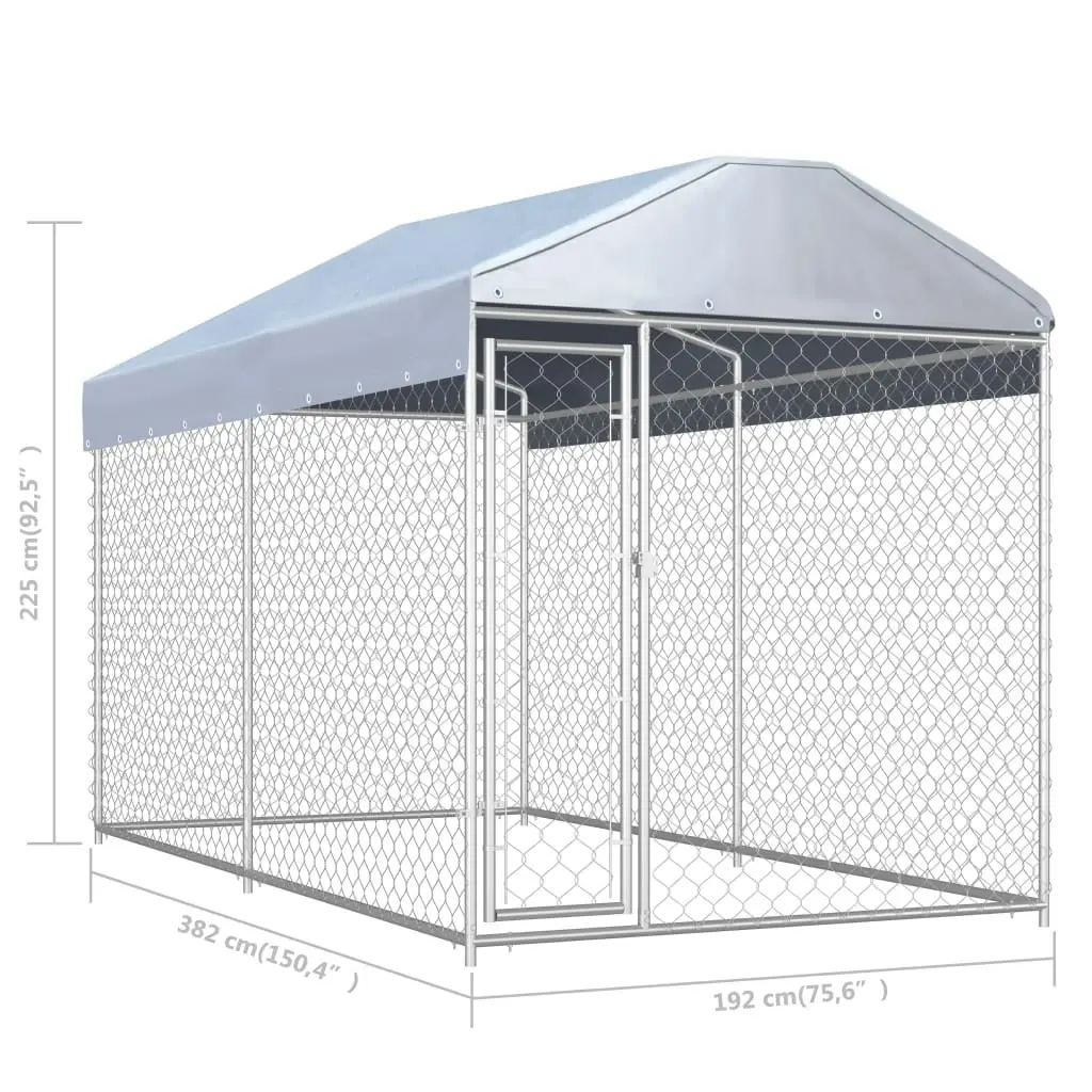 Outdoor Dog Kennel with Canopy Top 382x192x225 cm 145024