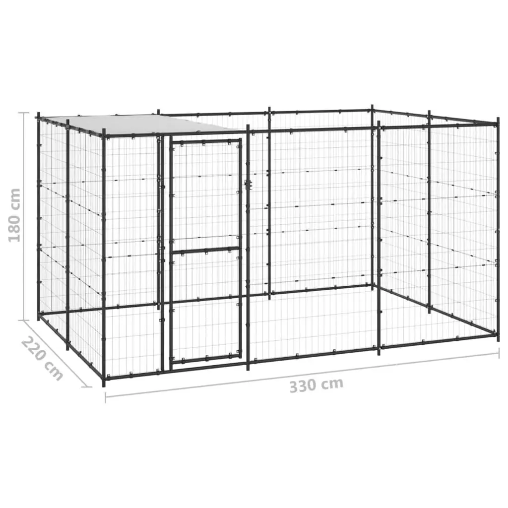 Outdoor Dog Kennel Steel with Roof 7.26 mÂ² 3082293