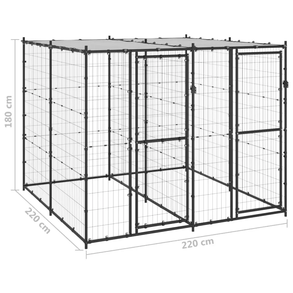 Outdoor Dog Kennel Steel with Roof 4.84 mÂ² 3082249