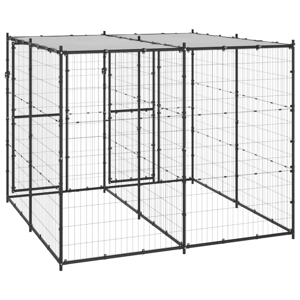 Outdoor Dog Kennel Steel with Roof 4.84 mÂ² 3082249