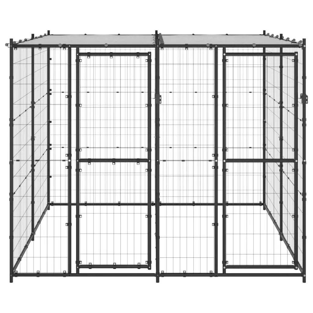 Outdoor Dog Kennel Steel with Roof 4.84 mÂ² 3082249