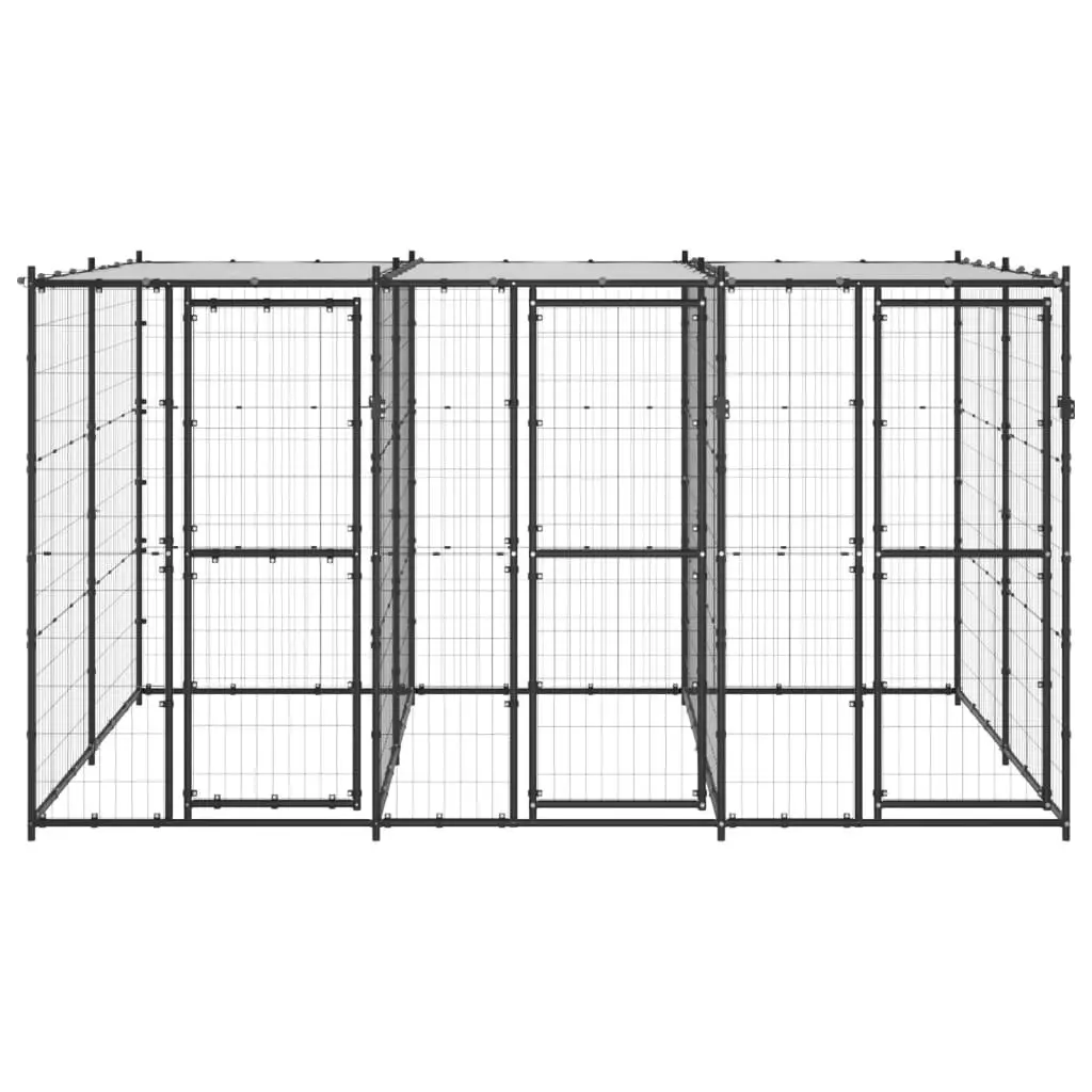 Outdoor Dog Kennel Steel with Roof 7.26 mÂ² 3082250