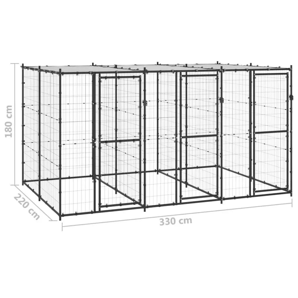 Outdoor Dog Kennel Steel with Roof 7.26 mÂ² 3082250