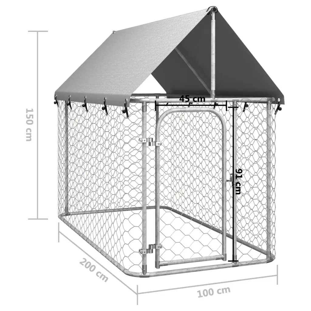 Outdoor Dog Kennel with Roof 200x100x150 cm 171496