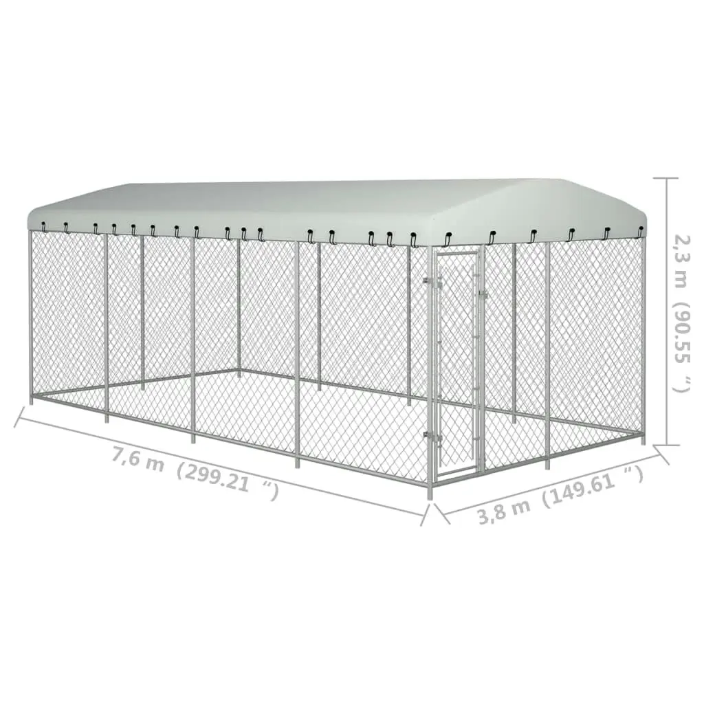 Outdoor Dog Kennel with Roof 7.6x3.8x2.3 m 144937