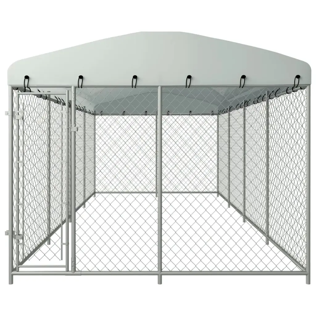 Outdoor Dog Kennel with Roof 7.6x3.8x2.3 m 144937