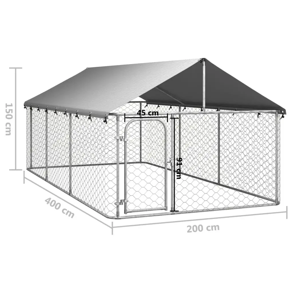 Outdoor Dog Kennel with Roof 400x200x150 cm 171499