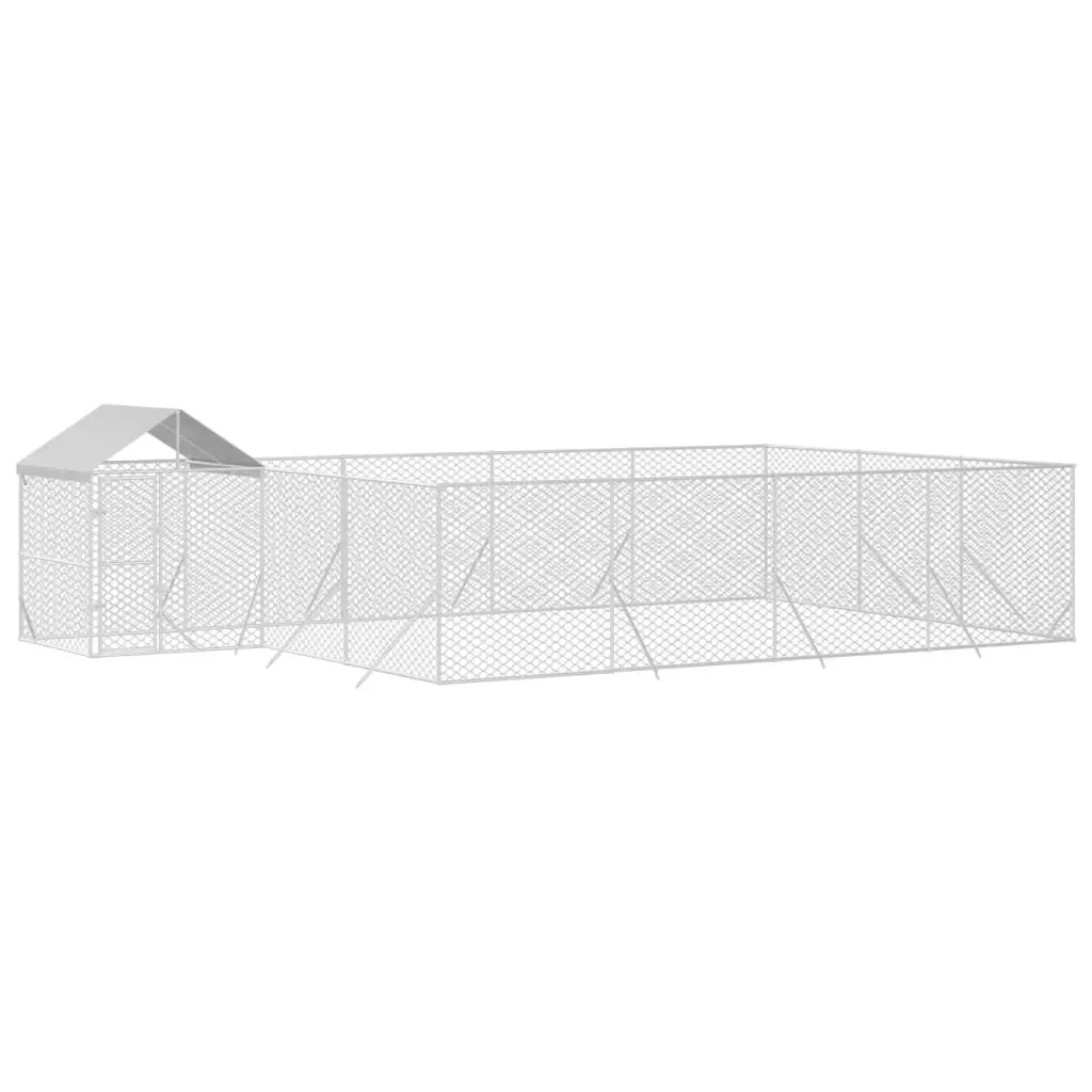 Outdoor Dog Kennel with Roof Silver 10x6x2.5 m Galvanised Steel 3190472