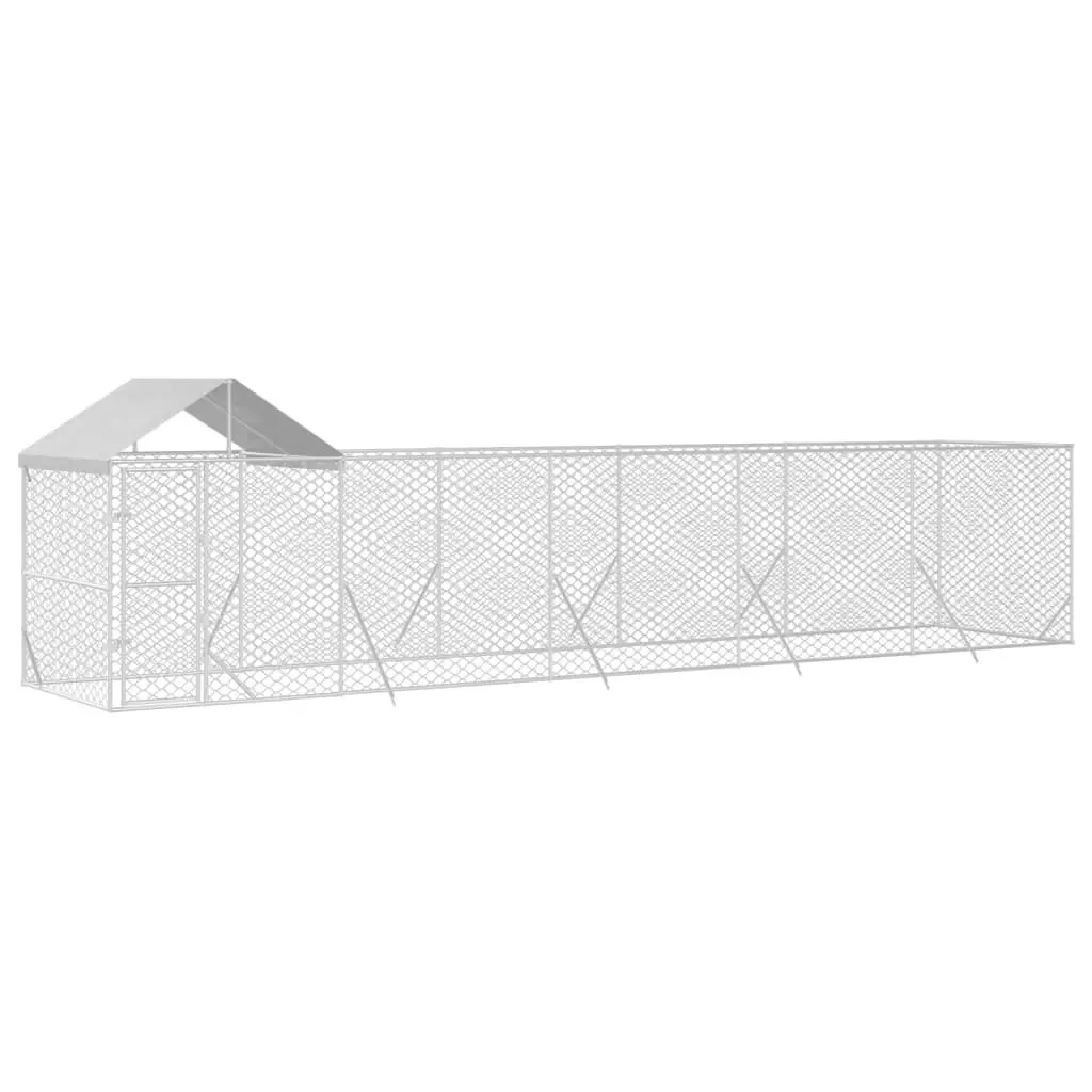 Outdoor Dog Kennel with Roof Silver 10x2x2.5 m Galvanised Steel 3190468