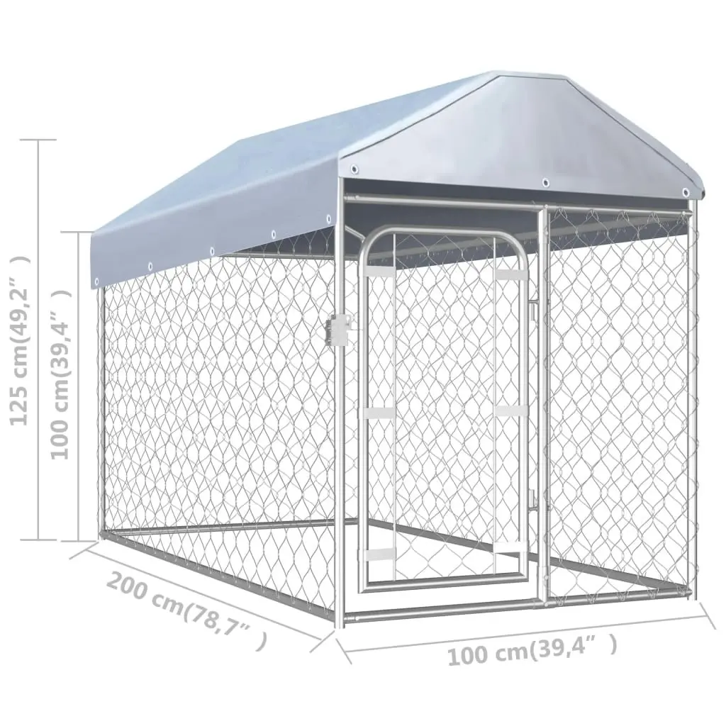 Outdoor Dog Kennel with Roof 200x100x125 cm 144492