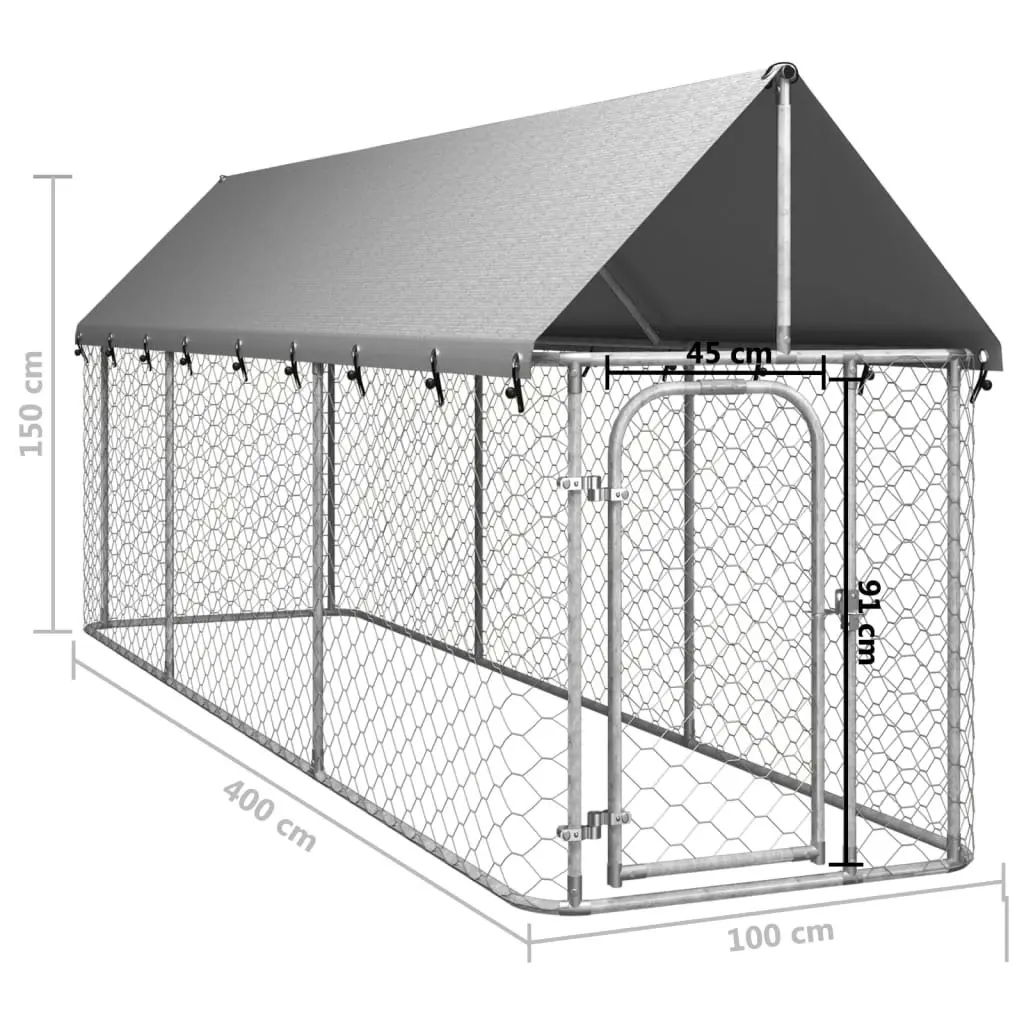 Outdoor Dog Kennel with Roof 400x100x150 cm 171497