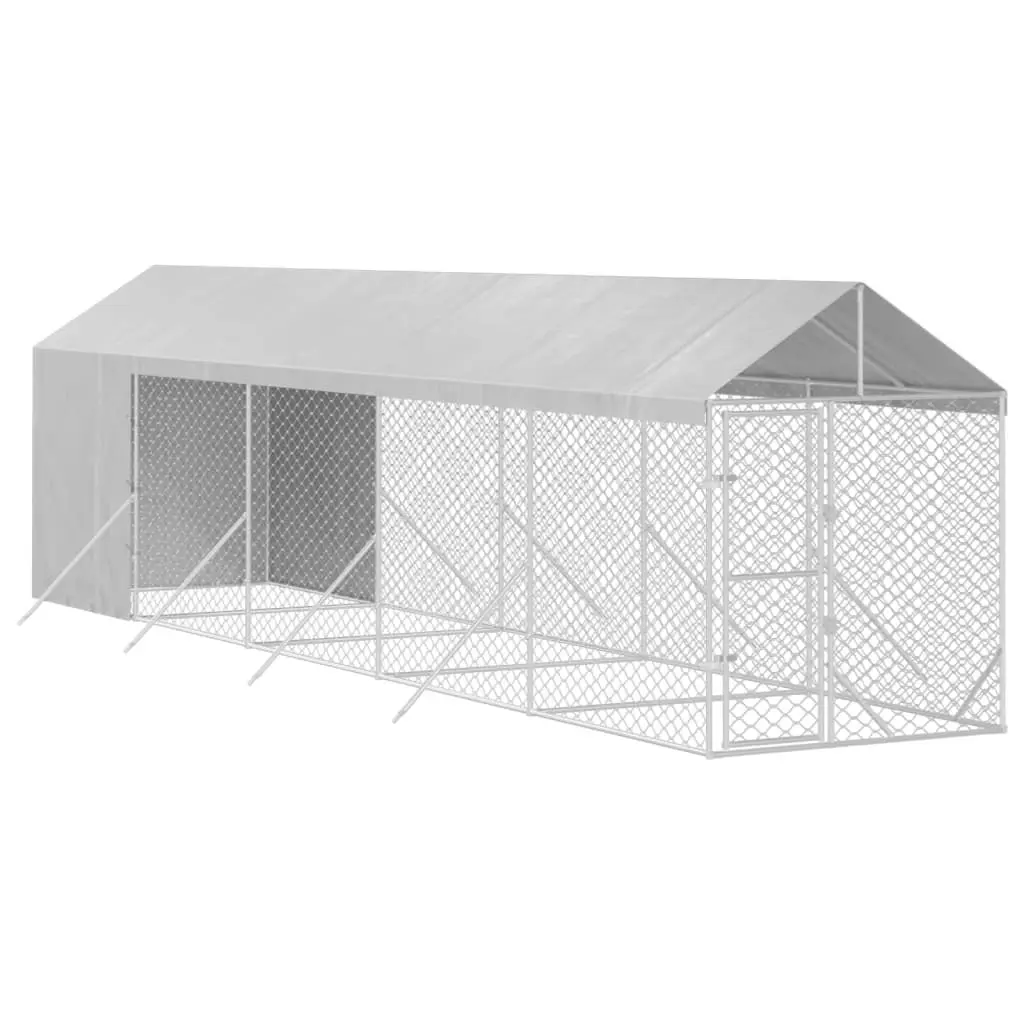 Outdoor Dog Kennel with Roof Silver 2x10x2.5 m Galvanised Steel 3190492