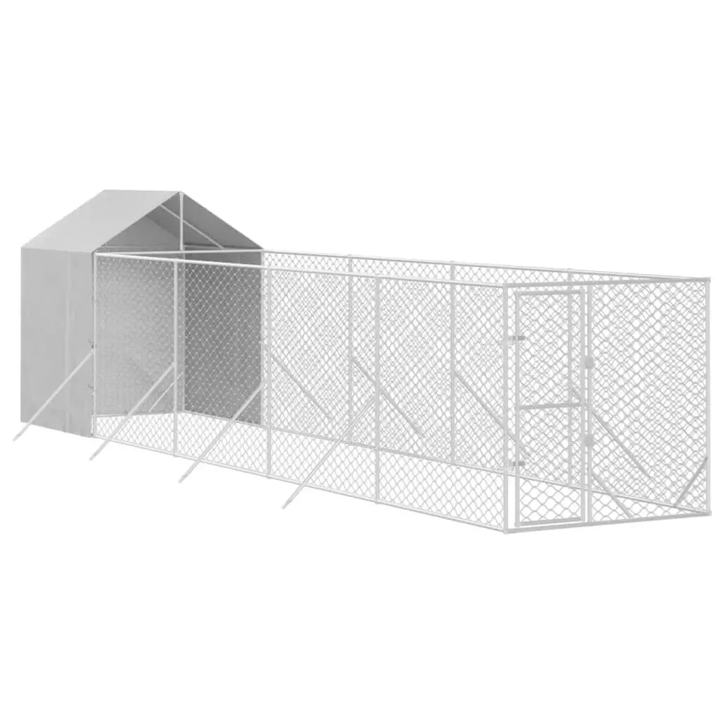 Outdoor Dog Kennel with Roof Silver 2x10x2.5 m Galvanised Steel 3190476