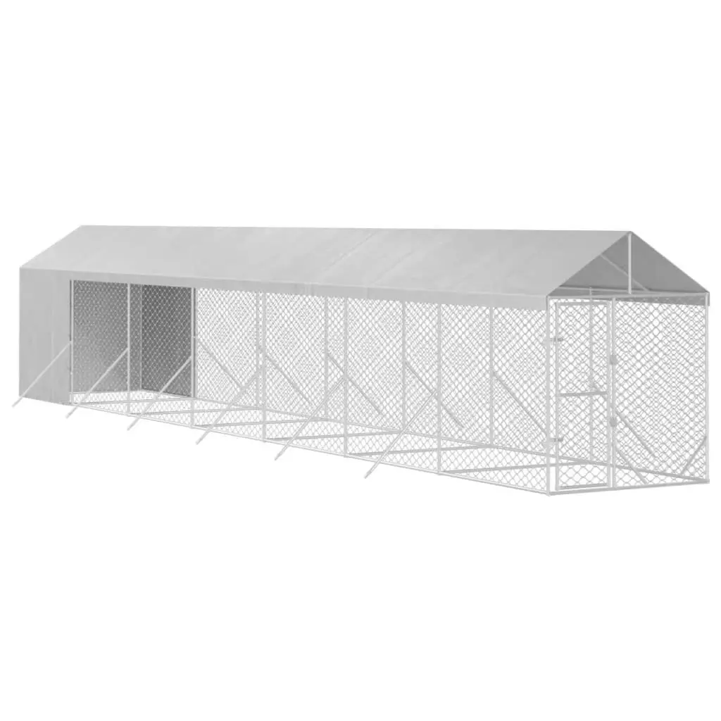 Outdoor Dog Kennel with Roof Silver 2x14x2.5 m Galvanised Steel 3190493