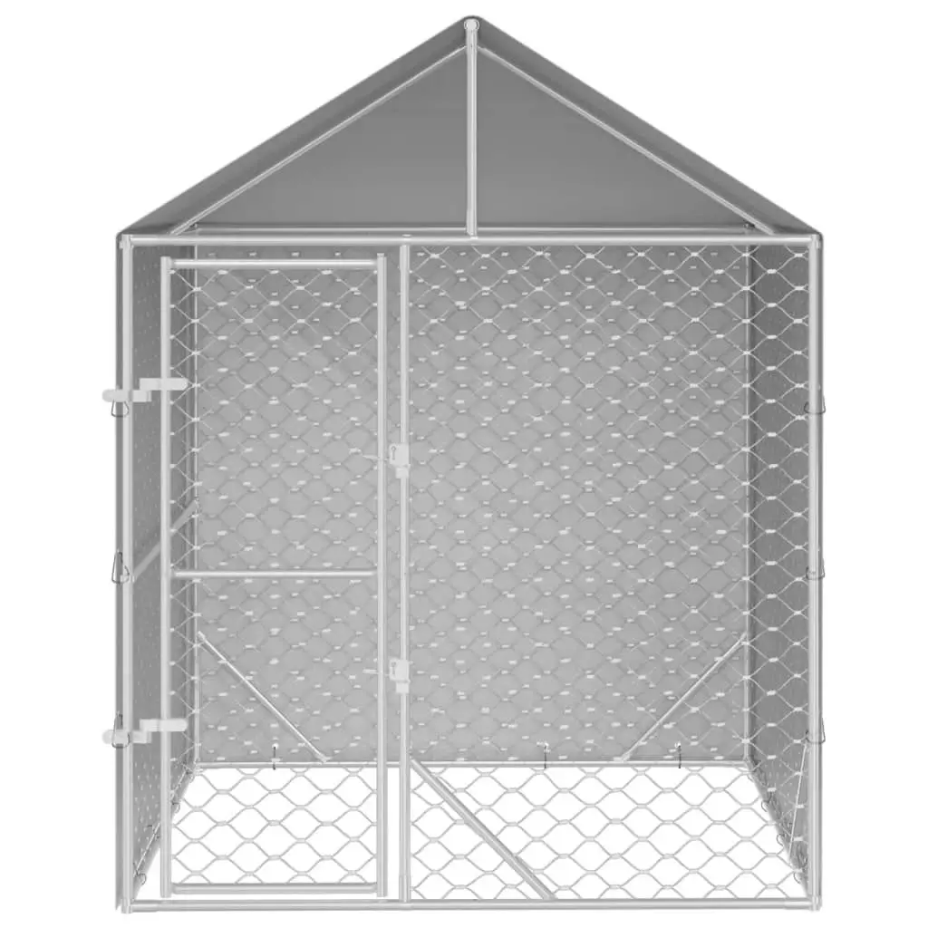 Outdoor Dog Kennel with Roof Silver 2x2x2.5 m Galvanised Steel 153676