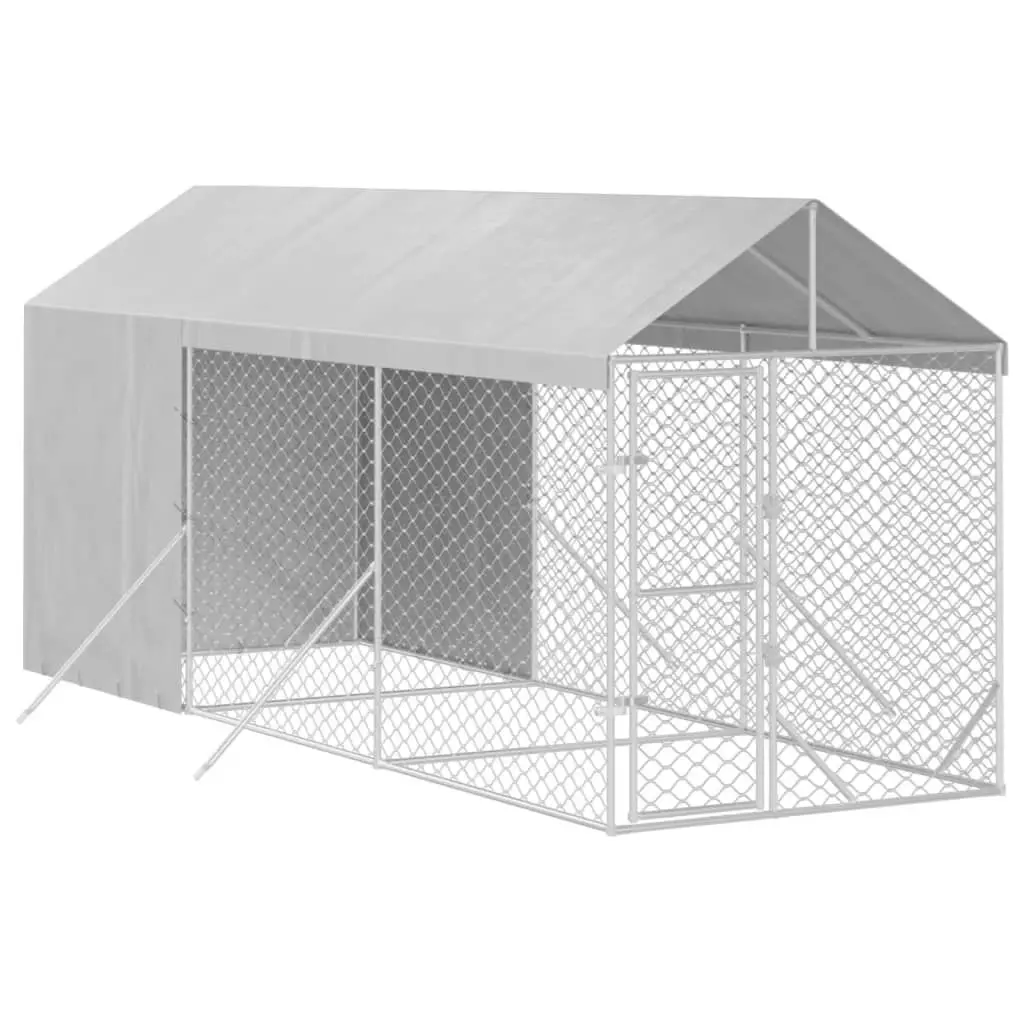 Outdoor Dog Kennel with Roof Silver 2x6x2.5 m Galvanised Steel 3190491