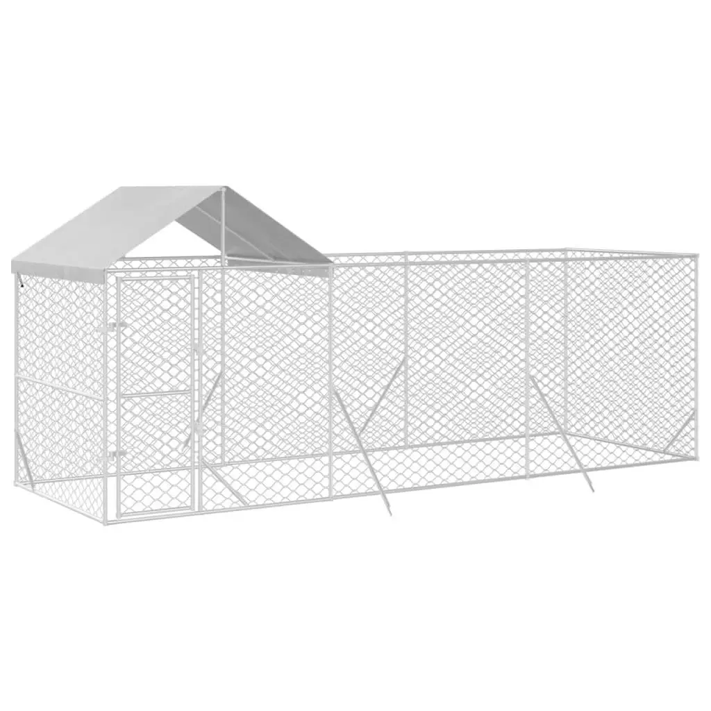 Outdoor Dog Kennel with Roof Silver 6x2x2.5 m Galvanised Steel 3190467