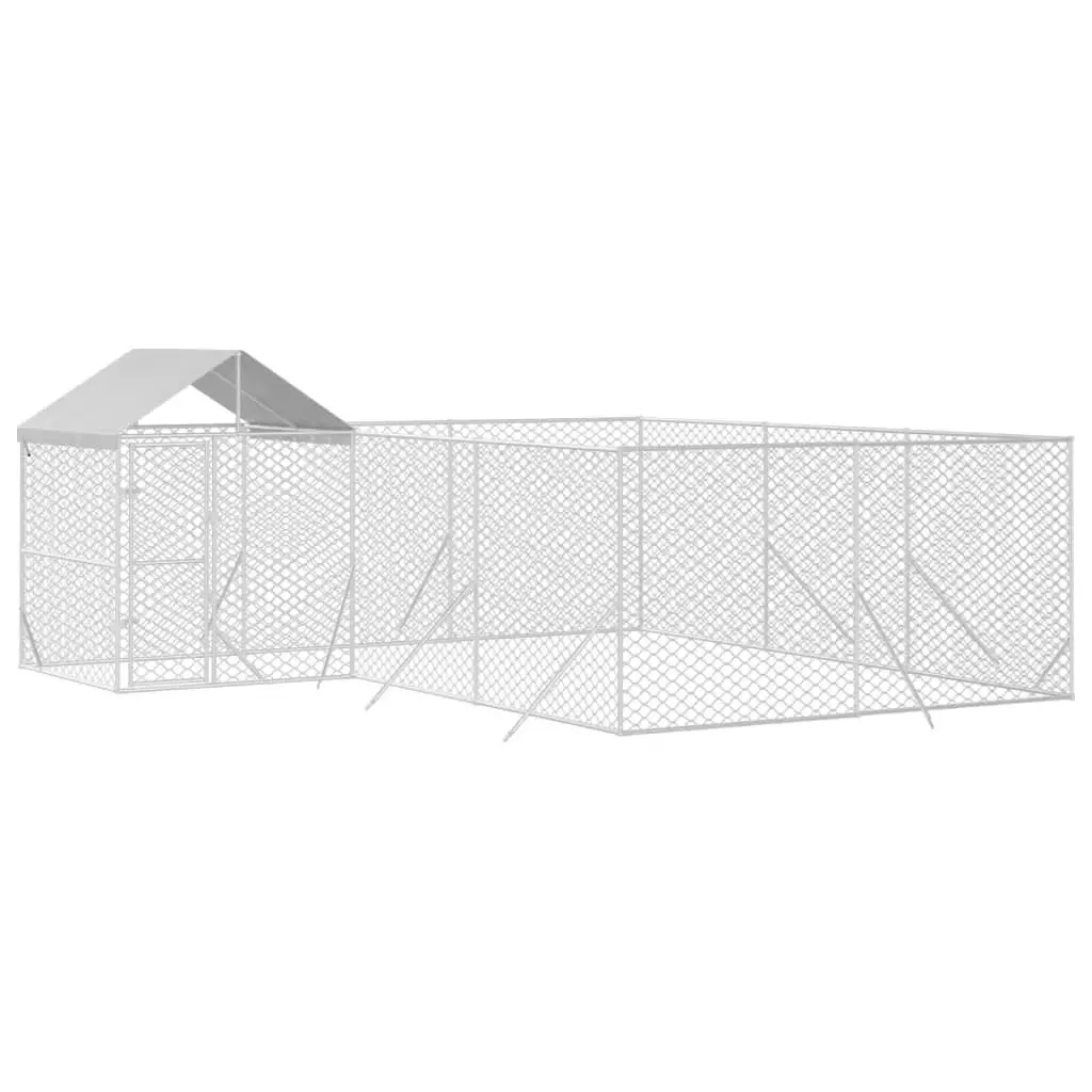 Outdoor Dog Kennel with Roof Silver 6x6x2.5 m Galvanised Steel 3190471