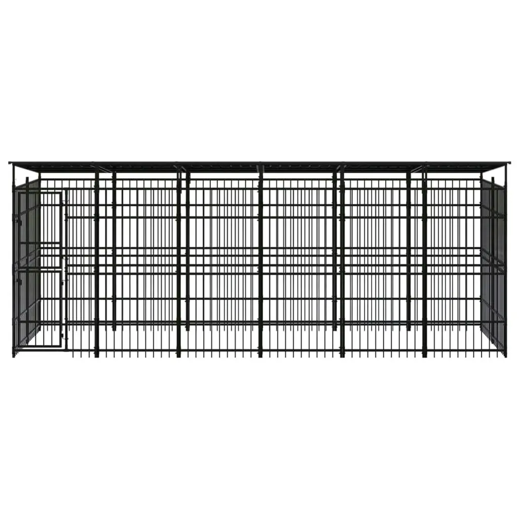 Outdoor Dog Kennel with Roof Steel 11.06 mÂ² 3097969