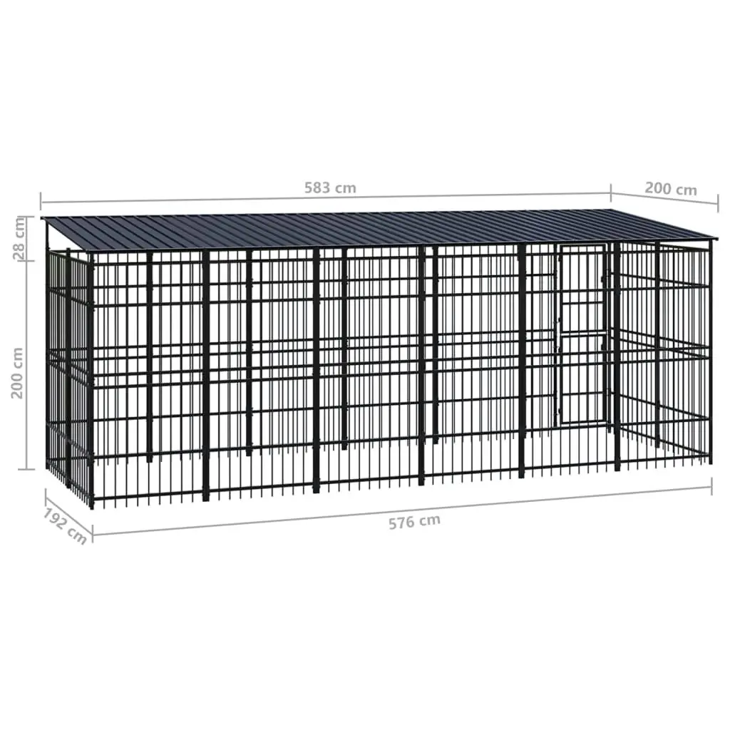 Outdoor Dog Kennel with Roof Steel 11.06 mÂ² 3097969