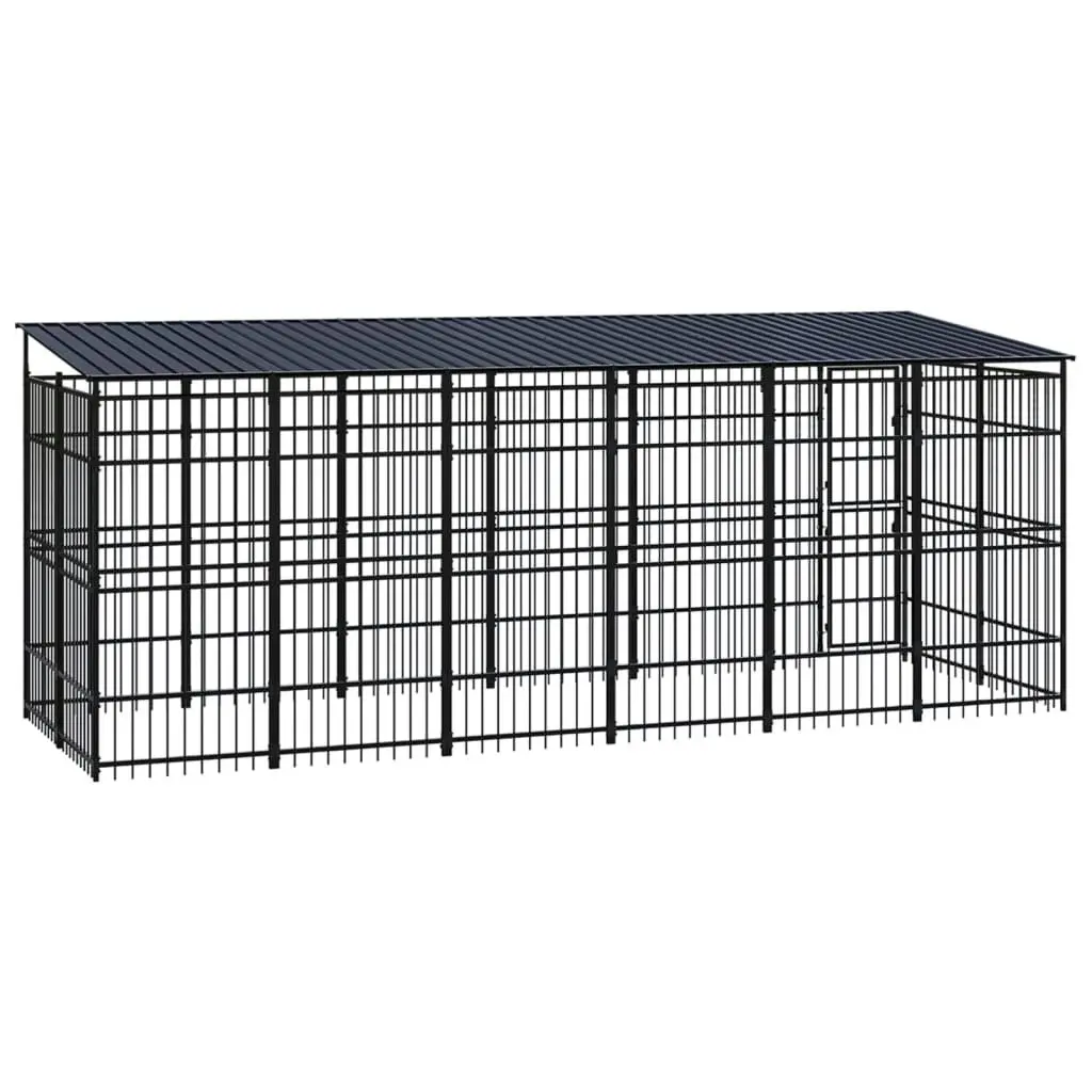 Outdoor Dog Kennel with Roof Steel 11.06 mÂ² 3097969