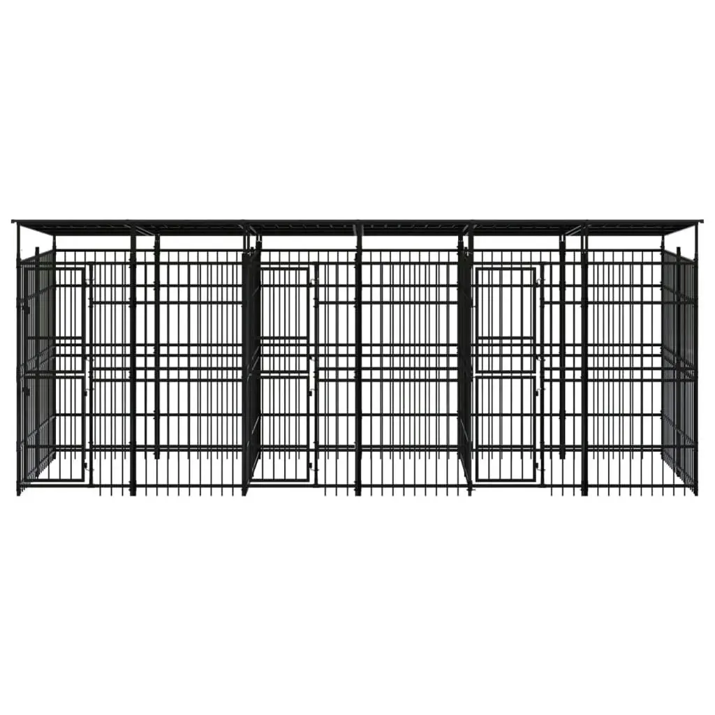 Outdoor Dog Kennel with Roof Steel 11.06 mÂ² 3098015